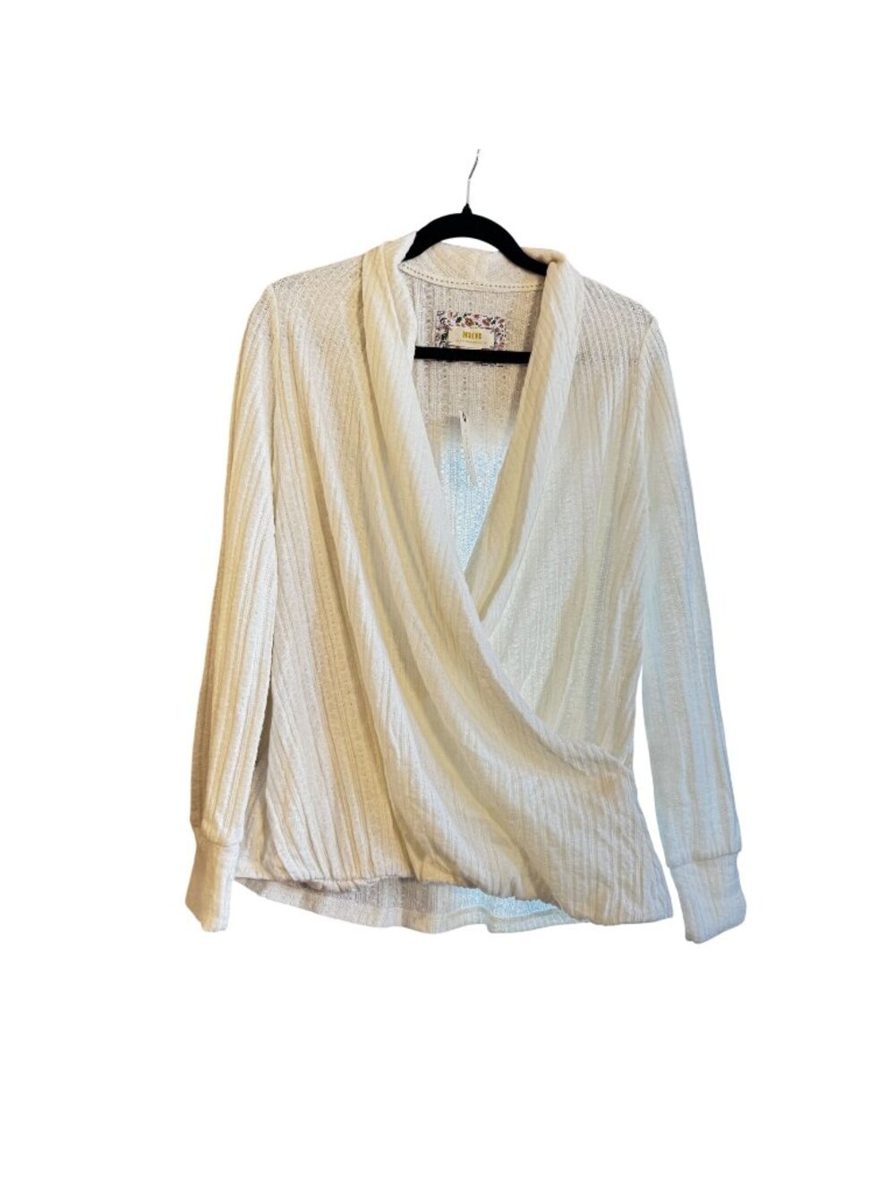 Maeve Anthropologie Drape Cardigan Ivory Long-Sleeve Textured Knit